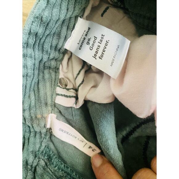 PacSun Green Corduroy Floral Embroidered Y2K 90s Boyfriend Women's Jeans Size 24 - Picture 10 of 10